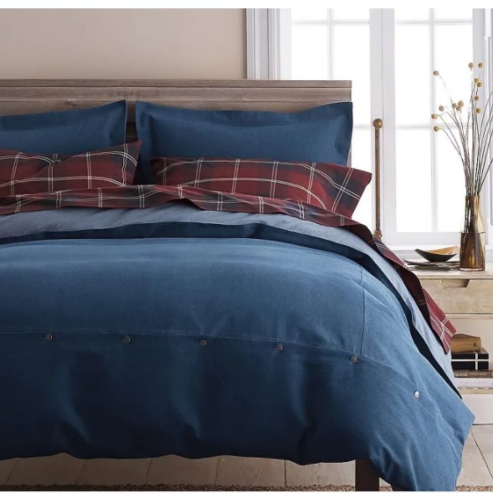 The Company Store Denim Cotton Duvet Cover with inserts